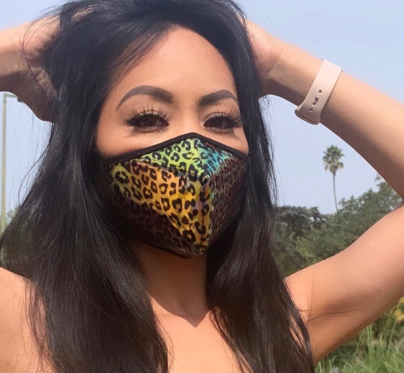 LEOPARD Iridescent Clear Face Mask - Animal Print Adult Unisex Face Cover by SACHIKA - SACHIKA® - Official Site 