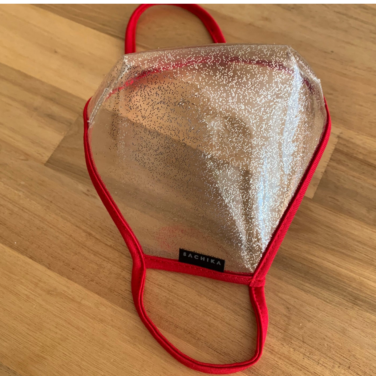Valentine's Red Glitter Clear Face Mask - Made in the USA- Smile Mask by SACHIKA - SACHIKA® - Official Site 
